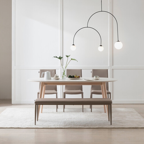 리바트 아르떼 레도바 라운드 세라믹 식탁 1800 (의자3개+벤치1개)_이미지