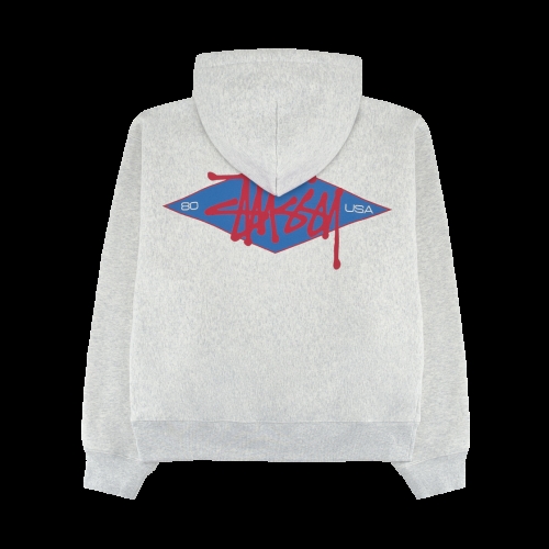 스투시 Basic Diamond Zip Hoodie Ash Heather 베이식 다이아몬드 후드 집업 애쉬 헤더 892692_이미지