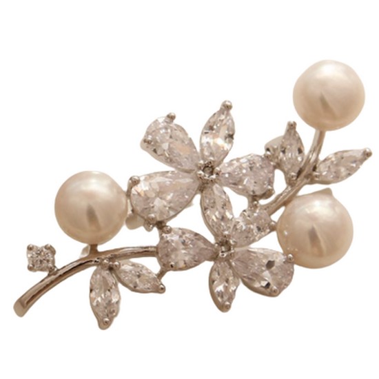 바이데이지 루비 화이트큐빅 플라워 브로치 BH0281_이미지