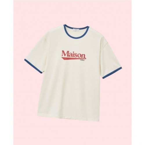 마이스on 로고 Ringer 티셔츠 상의 크림 3757783