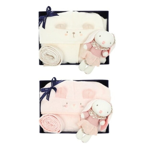 압소바 곰고무연사 목욕가운 토끼인형 2종세트 크림핑크 A2AZA11801