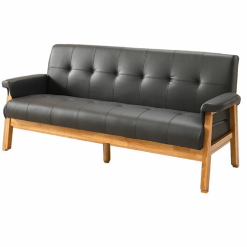 파로마 솔트 라인 팔쿠션형 원목 가죽 소파 3인용