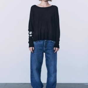 자라 여성 봄 가을 라운드넥 니트 스웨터 탑 1509105