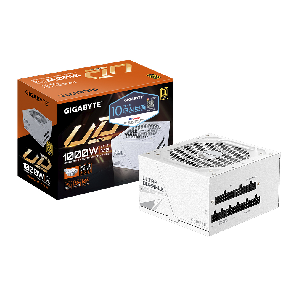GIGABYTE UD1000GM PG5 V2 ICE 80PLUS골드 풀모듈러 ATX3.1 피씨디렉트이미지입니다. 누르면 해당 게시물로 새창이동합니다.