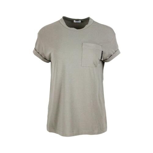 브루넬로 쿠치넬리 턴업 슬리브 포켓 티셔츠 M0T18BB300-C8694_이미지