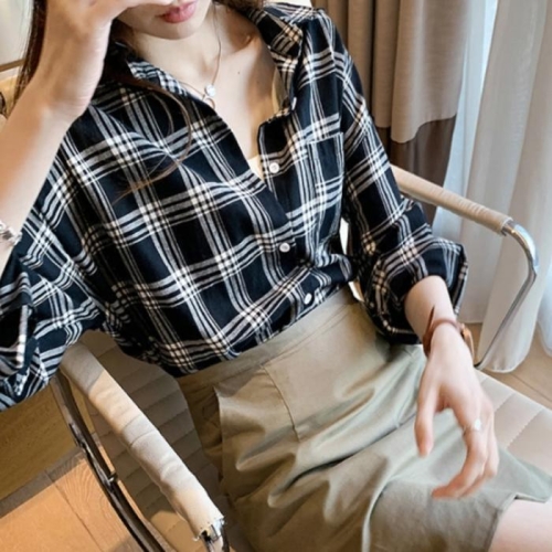 화이트 블랙 체크 패턴 셔츠 남방 코디 13257609A