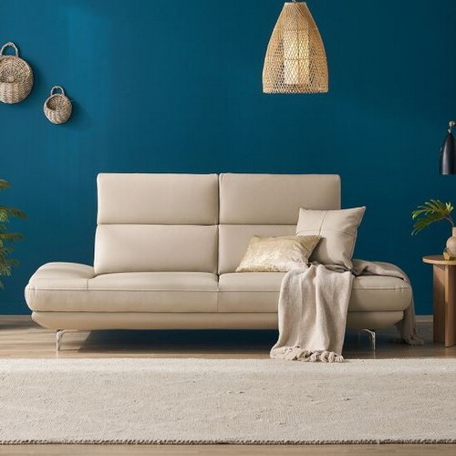 우아미가구 버니스 무빙헤드 천연가죽 소파 3인용 (스툴별도)