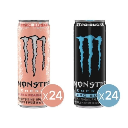 코카콜라음료 몬스터 에너지 제로 슈거 + 피치 킨 355ml (48개)_이미지