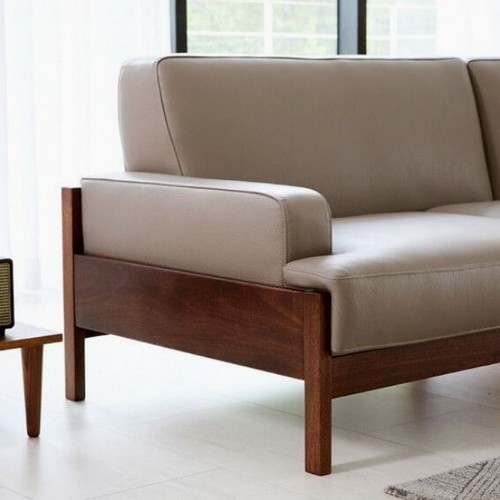 로코코 르엘 원목 카우 천연가죽 소파 4인용 (스툴포함)_이미지