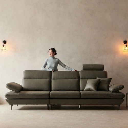 라자가구 비바 데미안 천연통가죽 소파 3.5인용 (스툴별도)_이미지