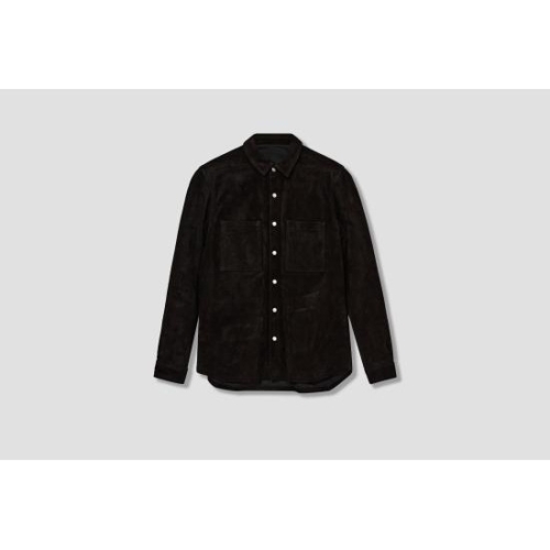 릭오웬스 블랙 가죽 스냅 버튼 클로저 아우터 셔츠 RU02E1744 LNV09