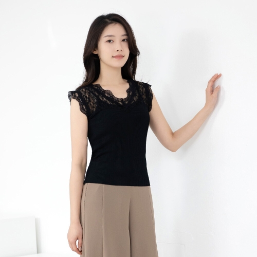 모슬린 엄마옷 브이넥 레이스 캡소매 티셔츠 RTY613352 중년여성/50대/60대/70대/마담/빅사이즈/할머니옷/여자