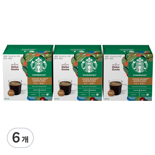 스타벅스 하우스블렌드 by 네스카페 돌체구스토 캡슐커피 8.5g 12개입 6개