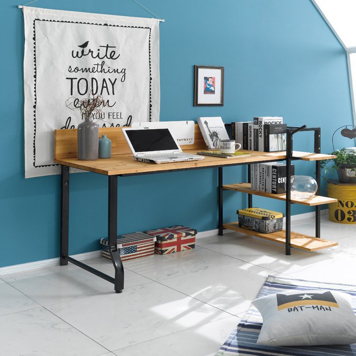 아름이와다움이 나르샤 소나무원목 스틸 3단 h형 책상세트 (1500x620)_이미지