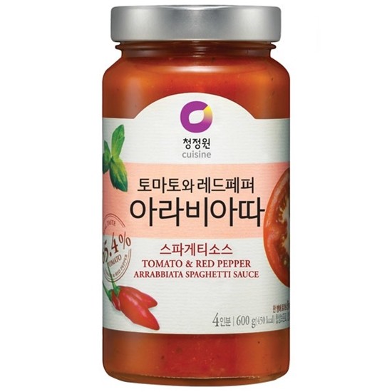 대상 청정원 토마토와 레드페퍼 아라비아따 스파게티 소스 600g (6개)