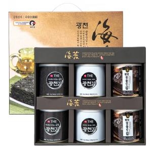 광천맛김식품 해달음 광천맛김의 시그니처혼합세트 숯불캔김+재래캔김+곱창캔김 6캔혼합3종-1호 캔6 3종