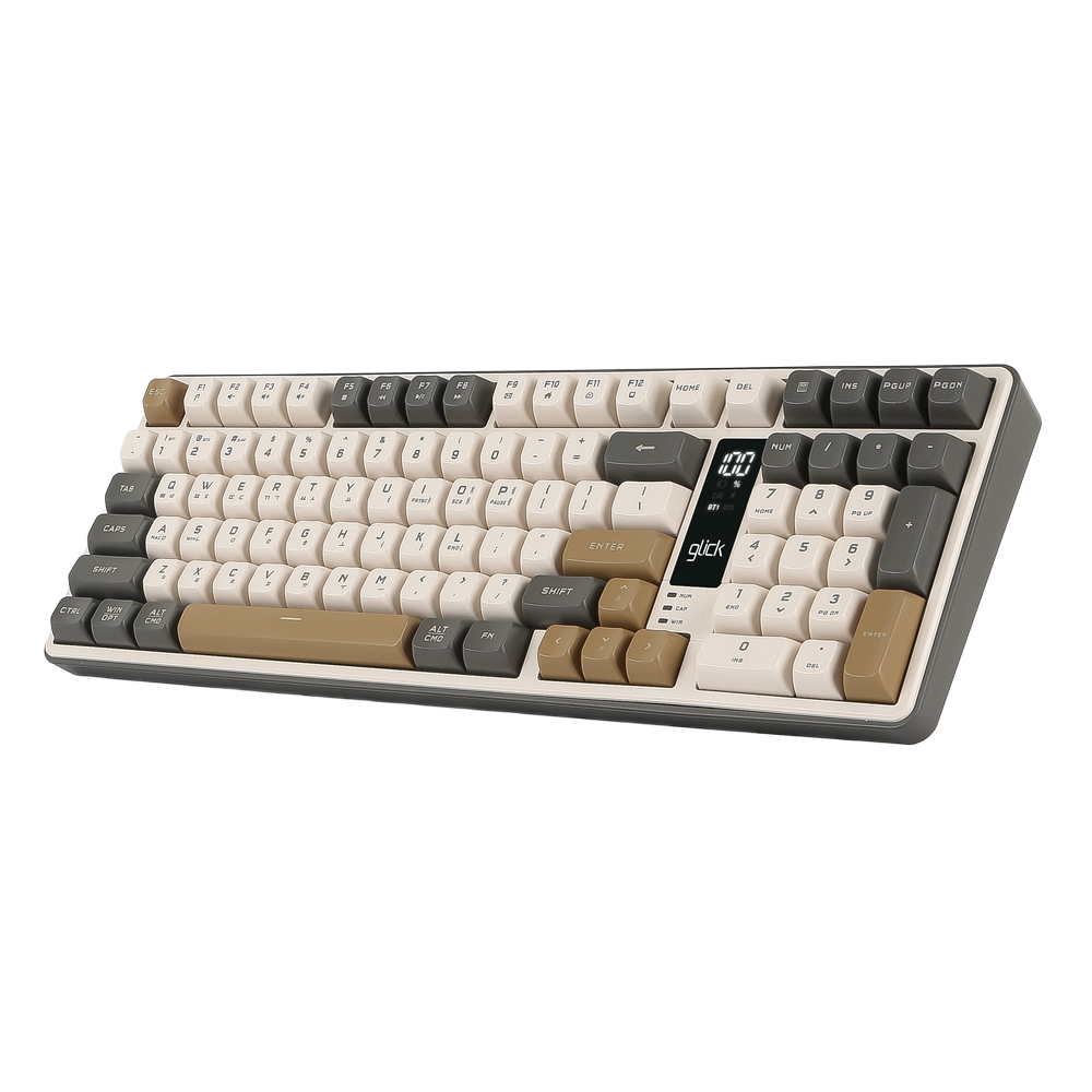 지클릭커 OFFICEPRO WK50 사일런스 M RGB 풀윤활 무소음 방수 무선 블루투스 LCD 99 (카푸치노 카키)_이미지