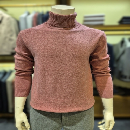 바쏘옴므 BSY4WN98A0 핑크 캐시미어 혼방 터틀넥 목폴라 스웨터