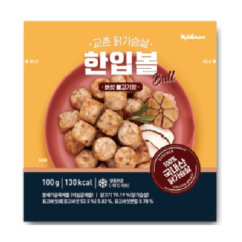교촌 닭가슴살 한입볼 버섯불고기 100g (10개)_이미지