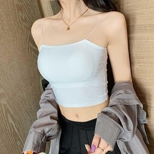 패션 OFJM8O8P 여성 크롭 무지 배꼽 끈나시 해외 코디 나시