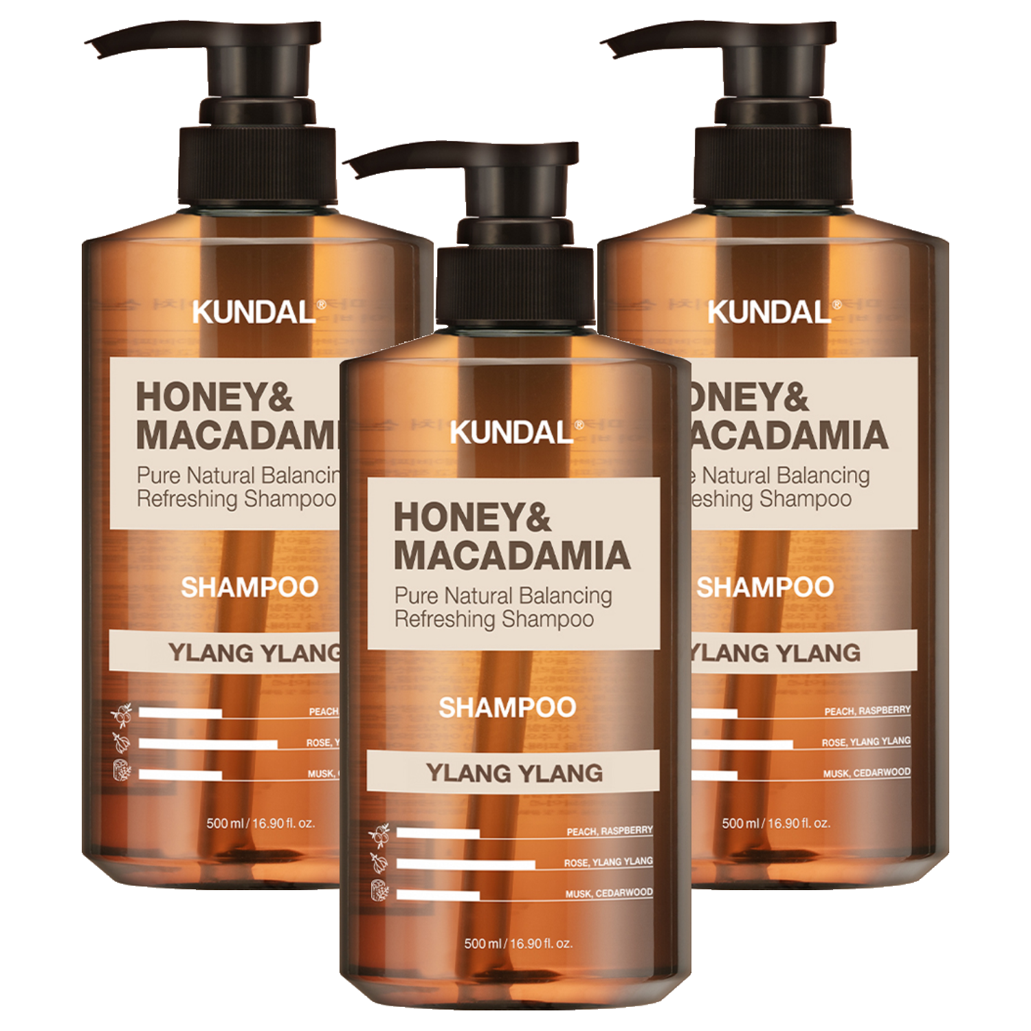 쿤달 허니 앤 마카다미아 네이처 샴푸 일랑일랑 500ml (3개)