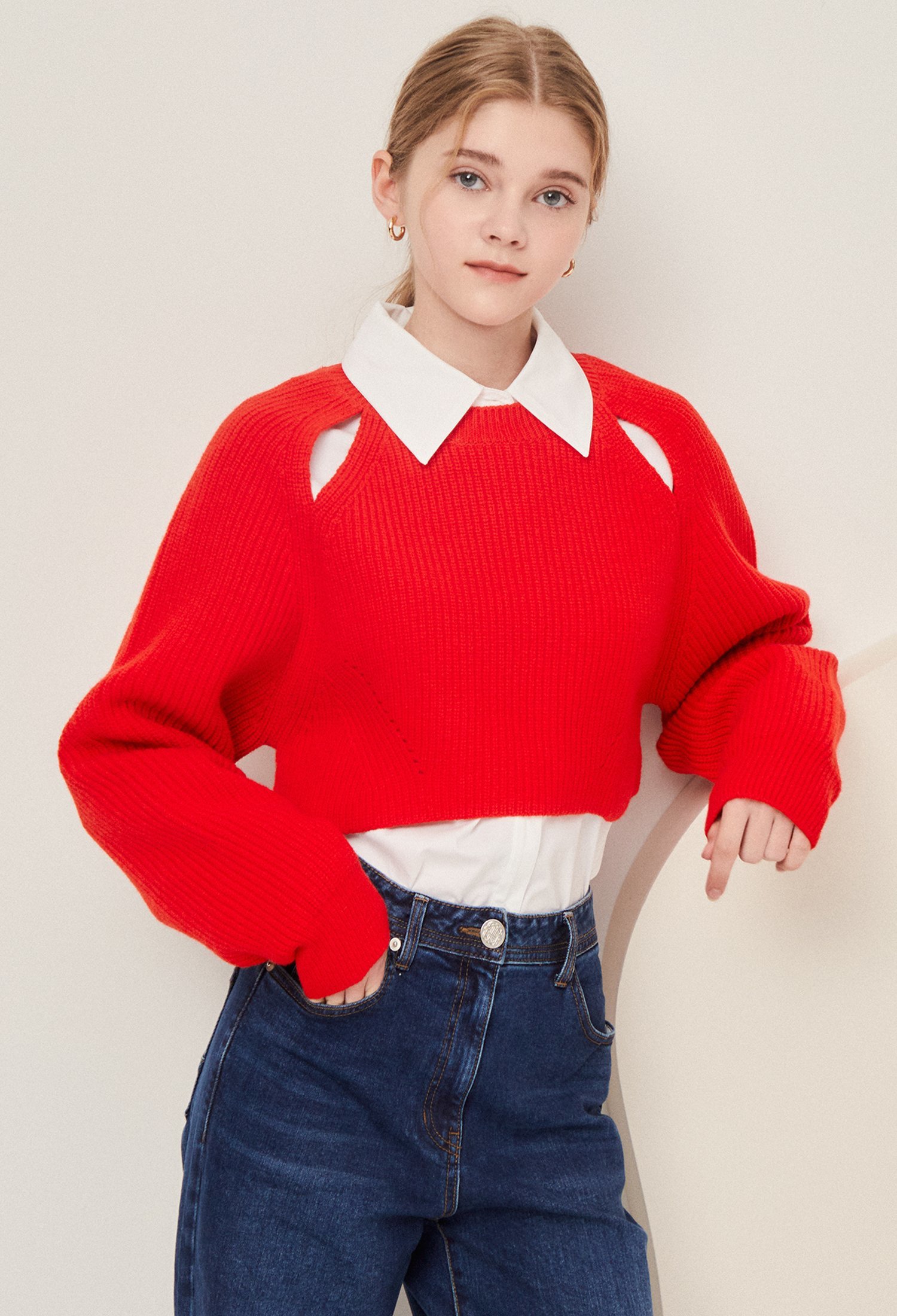 제이제이 지고트 컷아웃울크롭풀오버니트 GNAA1POJ1_이미지