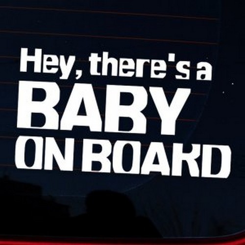 뭉키월드 타이포 Hey Baby On Board 스티커 LSC-889 [화이트]