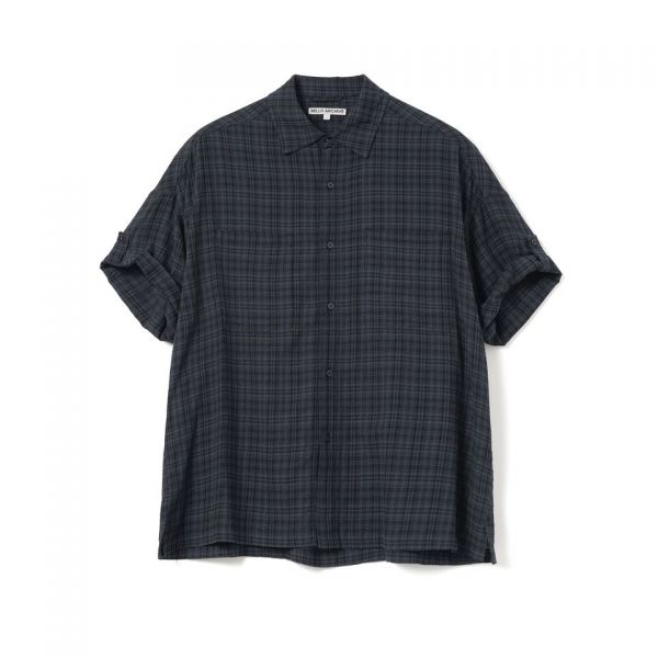 ARCHIVE 링클 체크 롤업 하프 셔츠 블루 414467