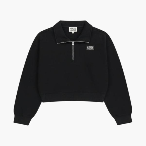 마리떼 프랑소와저버 W 스몰 클래식 로고 하프 집업 크롭 스웨트 B1 MFG46SSW110 BLK HGY IVR_이미지