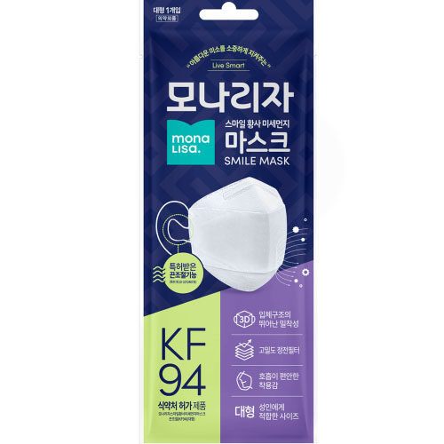 모나리자 스마일 황사 미세먼지 마스크 끈조절 KF94 대형 (60매)