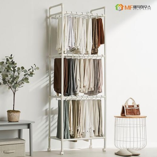 MF매직하우스 카트형 3단 이동식 바지걸이 행거_이미지
