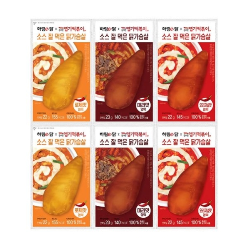 하림 동대문엽기떡볶이 소스 잘 먹은 닭가슴살 3종 (6개)_이미지