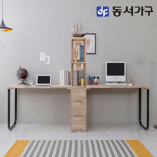 동서가구 네오 아카시아 원목 2인 책장 책상