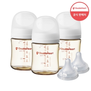 더블하트 모유실감 3세대 PPSU 베이직 160ml (젖병 3개 + 젖꼭지 2개)_이미지