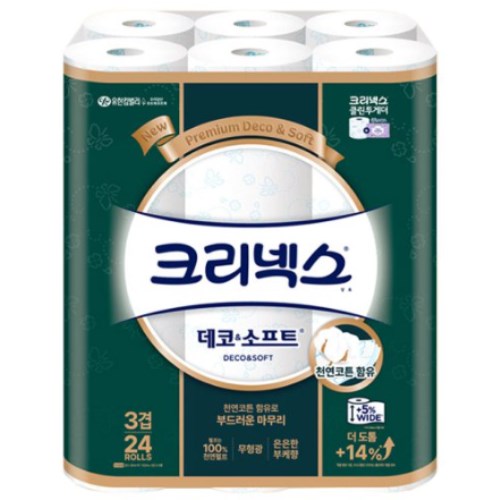 크리넥스 데코 앤 소프트 30m (24롤)이미지입니다. 누르면 해당 게시물로 새창이동합니다.