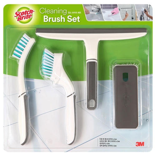 커클랜드 3m 청소용 브러쉬 4종 틈새 줄눈 타일 세면대 변기 욕조 욕실 베란다 청소_이미지