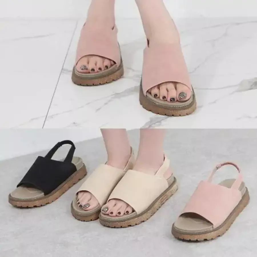 통굽 토오픈 여성 슬링백 샌들 2.5cm 5489123A
