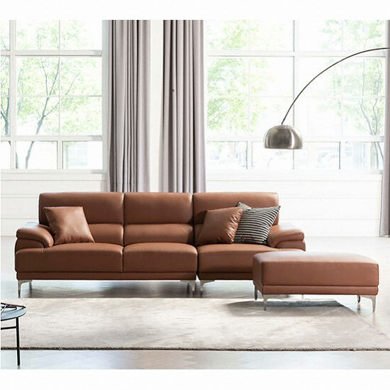 레이디가구 끌레망 천연면피 가죽소파 4인용 (스툴포함)_이미지