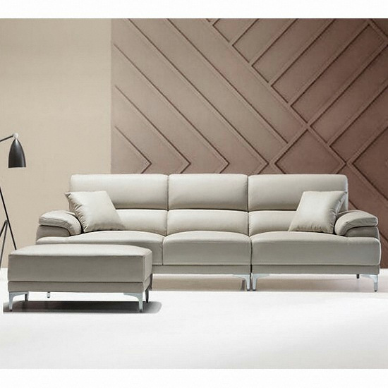 레이디가구 끌레망 천연면피 가죽소파 4인용 (스툴포함)