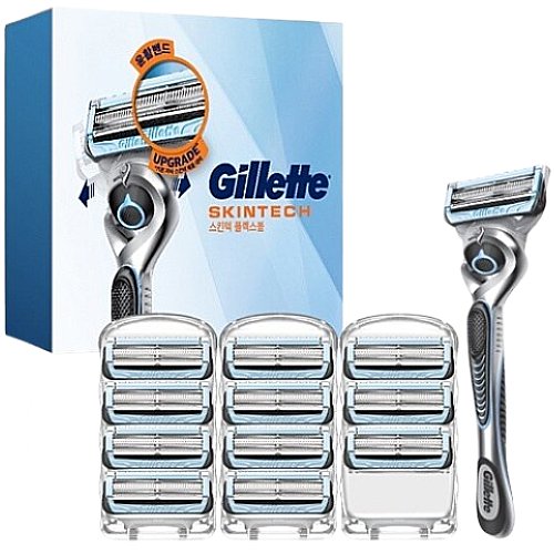 질레트 2024 스킨텍 매뉴얼 + 면도날 (면도기1개+날12개)_이미지
