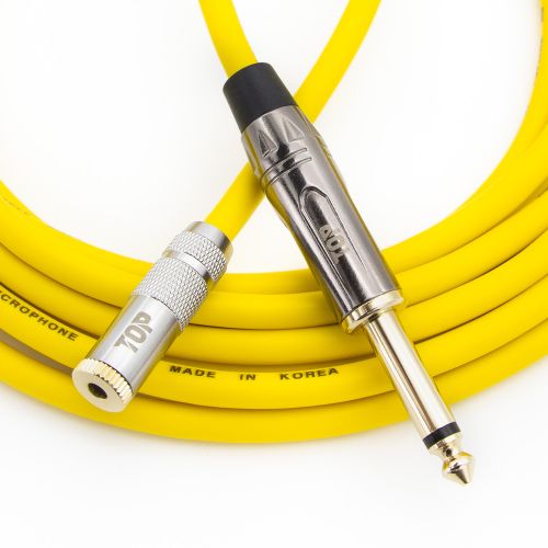 탑라인에이치디 HDTOP 메탈 3.5스테레오 암 to 5.5모노 수 케이블 옐로우 (5m, HT-TP4899)_이미지