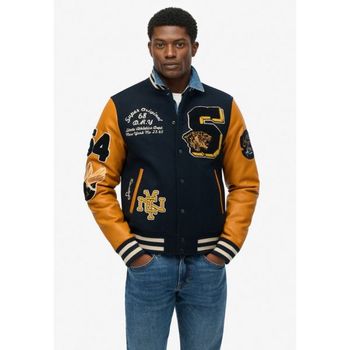 슈퍼드라이 Co VINTAGE PATCHED VARSITY Bomber Jacket eclipse navy mustard 7498702