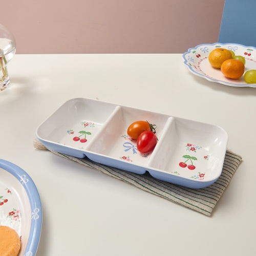 모던하우스 로맨틱체리 멜라민 3칸 나눔접시