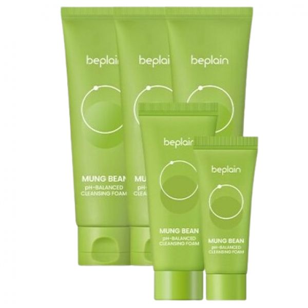 비플레인 NEW 녹두 약산성 클렌징폼 80ml (3개+40ml 1개+20ml 1개)_이미지