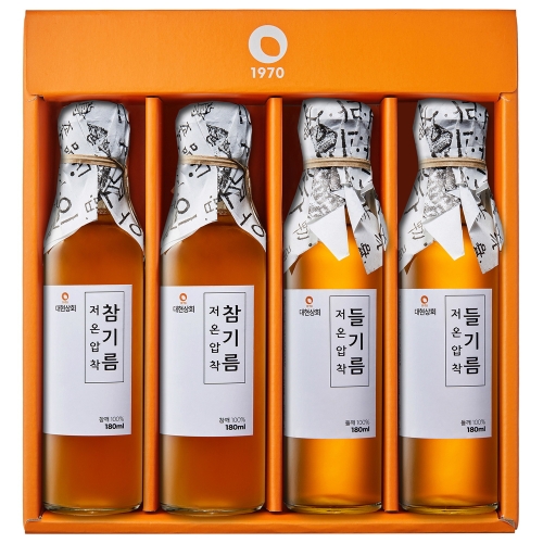 대현상회 저온압착 참기름 들기름 180ml 4병 선물세트_이미지