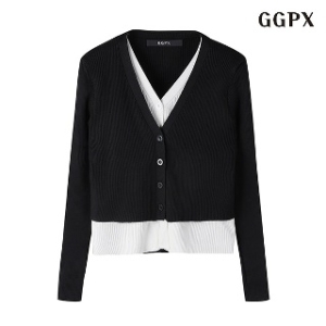연승어패럴 GGPX 페미닌 V넥 골지 레이어드 니트 가디건 GOACK005D