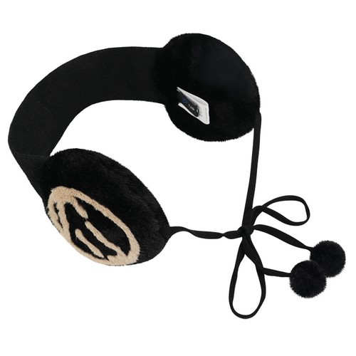 이안폴터디자인 배색 로고 니팅 이어워머 IPL4WGE193_BK_이미지