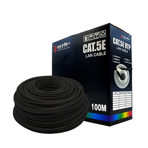 대원TMT DW-UTP5E CAT.5e UTP 제작용 랜케이블 박스 (블랙, 100m)