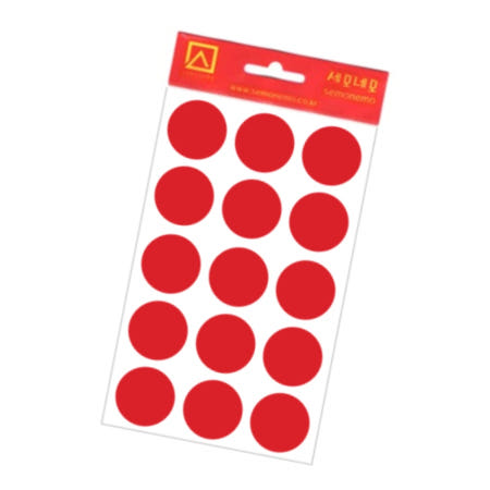 세모네모 모양견출지 원형 10-300R 7매 적색 25mm 원스티커 동그라미스티커