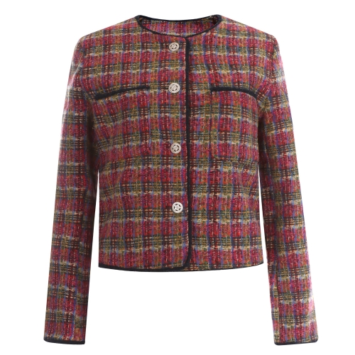 샵앤 마다 여성 라운드 단추오픈 봄 감절기 레이어드 세미크롭 트위드 재킷 MZG-WJK-11772